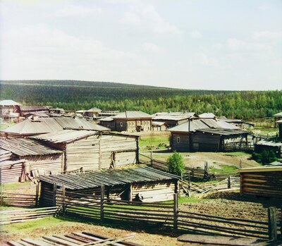 Вид на место явления Чудотворной иконы в 1/2 в. от с. Ныроб. [1913 г., май.]