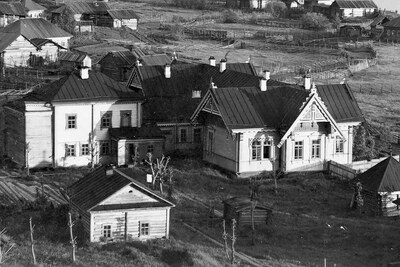 Общий вид на село Верхние Городки с севера. [Река Чусовая.] [1912 год]